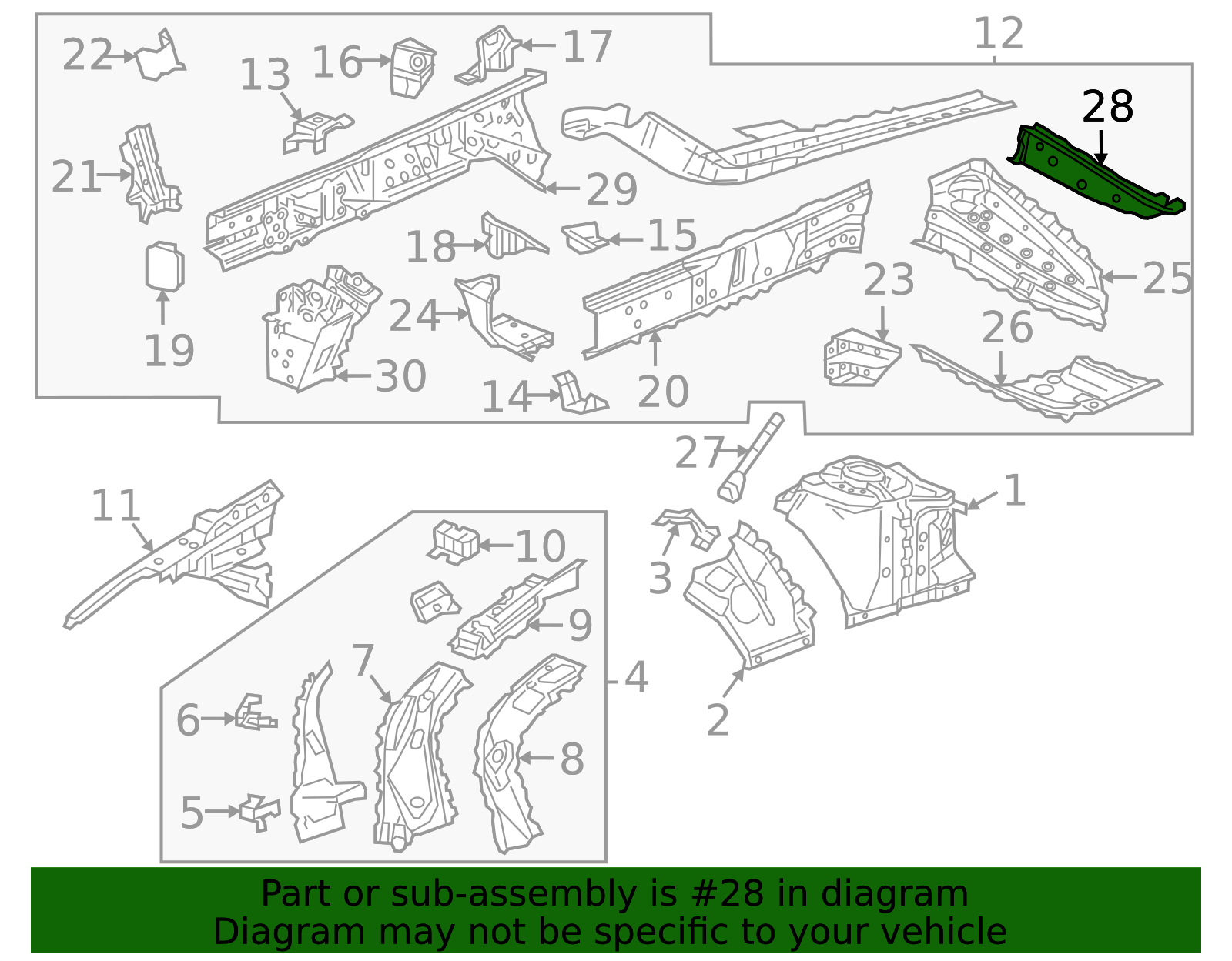 2016-2025 GM Driver Side Front Engine Compartment Front Rail ...