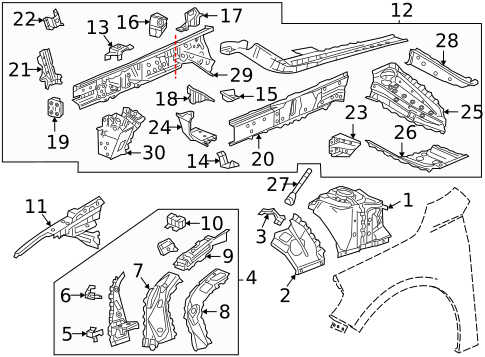 Structural Components & Rails for 2017 Chevrolet Malibu #0
