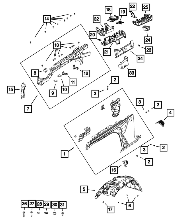 68292728AA - Body Sheet Metal Except Doors: Radiator Seal, Right for Mopar Image