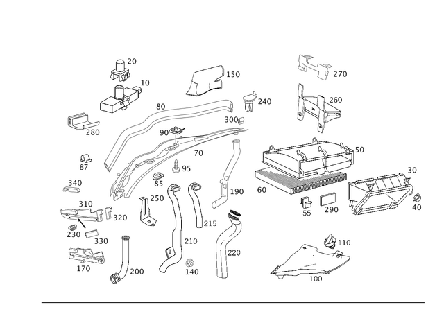 2038303303 - Heating and Ventilation: Housing for Mercedes-Benz: 180C, C230, C240, C280, C32 AMG, C320, C350, C55 AMG, CLK320, CLK350, CLK500, CLK55 AMG, CLK550, CLK63 AMG Image image