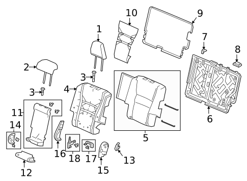 Rear Seat Components for 2024 Honda Passport #1
