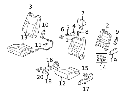 Front Seat Components for 2008 Honda Element #1