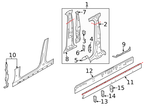 Center Pillar & Rocker for 2013 Audi S6 #0