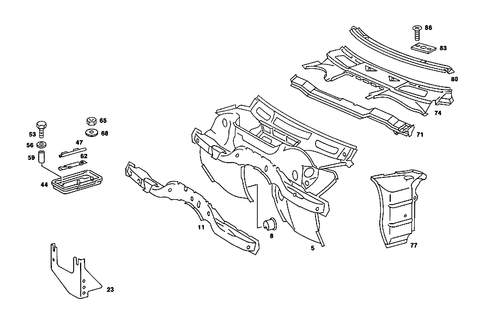 Front Panel Attachment Parts, Battery Frame for 1986 Mercedes-Benz 560SL #0