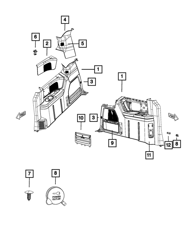 4680649AC - Wheels: Insert Carpet for Chrysler: Town &amp; Country | Dodge: Grand Caravan | Ram: C/V Image