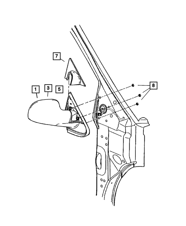 4894401AA - Doors and Related Parts: Outside, Rearview, Electric, Heated Mirror, Left for Mopar Image