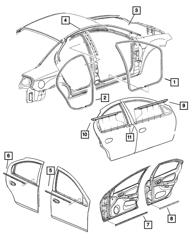 « 5008717AA –  : Horizontal De Porte Arrière Joint D`etancheite, Côté Gauche pour Mopar Image »