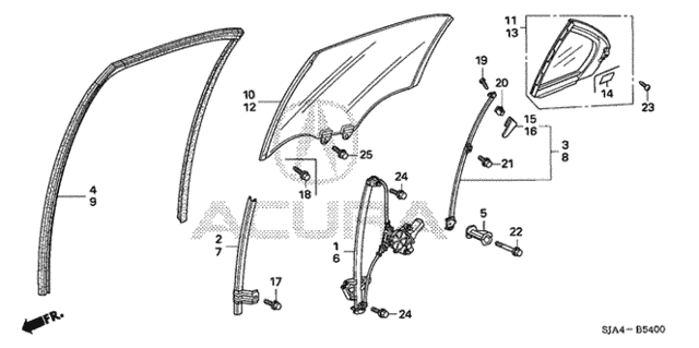 Rear Door Glass - Door Regulator for 2011 Acura RL #0