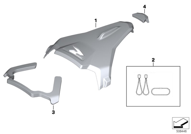 46639444569 - Frame and Mounting Parts: Cover, Pillion-Passenger Seat - Silver for BMW-Motorrad Image