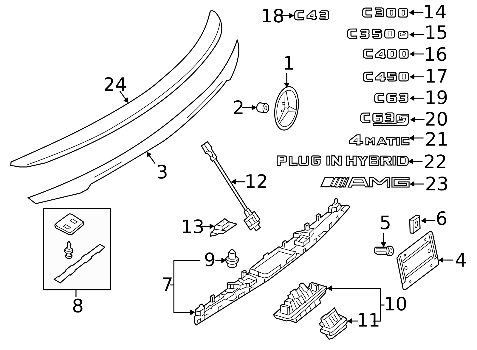 205-790-01-00-9775 - Rear Spoiler Attachment Mercedes-Benz USA Parts