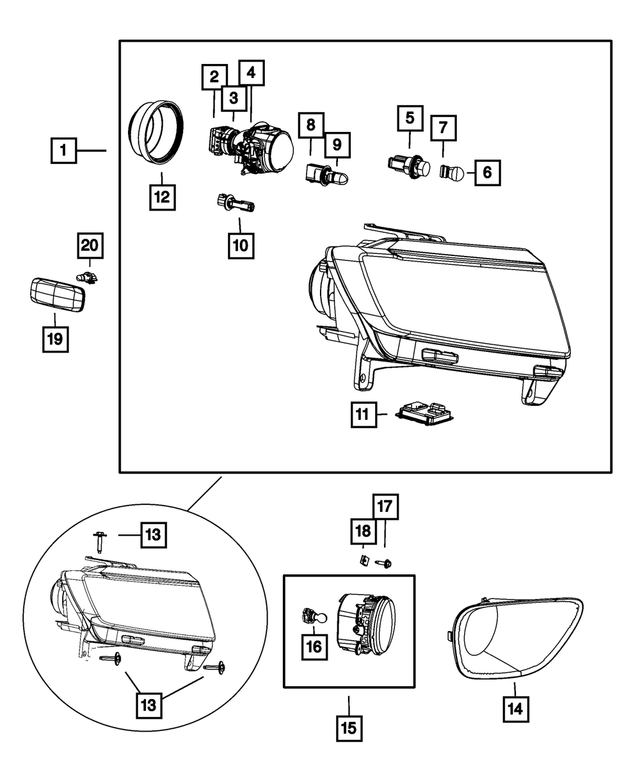 « 68192731AA – Electrical : Projecteur Couv, Côté Droit pour Mopar Image »