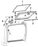 15989993 - Body: Lift Gate Glass for Cadillac: Escalade | Chevrolet: Blazer, Suburban C1500, Suburban C2500, Suburban K1500, Suburban K2500, Tahoe | GMC: Suburban C1500, Suburban C2500, Suburban K1500, Suburban K2500, Yukon Image