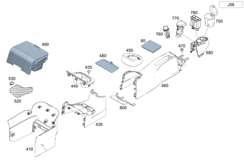 Housing with Tray, Armrest, and Ashtray for 2009 Smart Fortwo #0