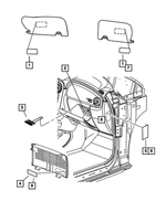 5023541AA - Labels All Vehicle Locations: Air Bag Warning Label for Chrysler: PT Cruiser | Dodge: Caliber, Journey, Neon | Jeep: Compass, Patriot Image