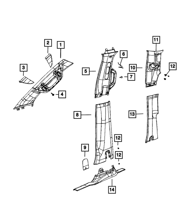 6BN45TX7AI - Interior Trim: A Pillar Molding, Left for Mopar Image image
