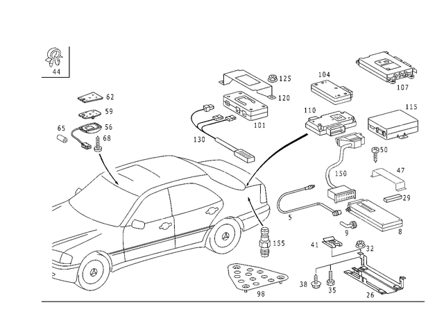 2108200235 - Electrical System: Telephone for Mercedes-Benz: 300SD, 400SE, 400SEL, 500SEC, 500SEL, 500SL, 600SEL, 600SL, C220, C230, C280, C43 AMG, CLK430, E420, E430, S420 Image image
