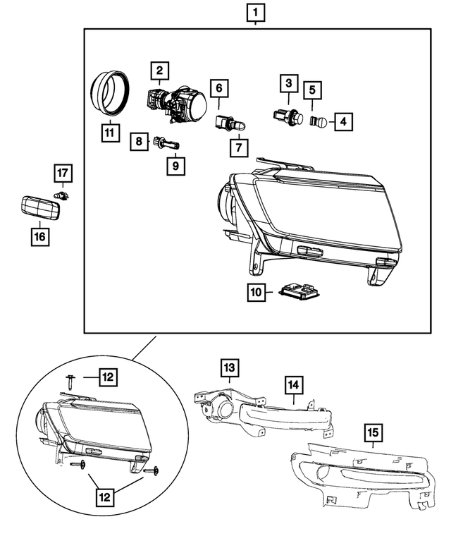 « 68086418AE –  : Projecteur, Côté Droit pour Mopar Image »