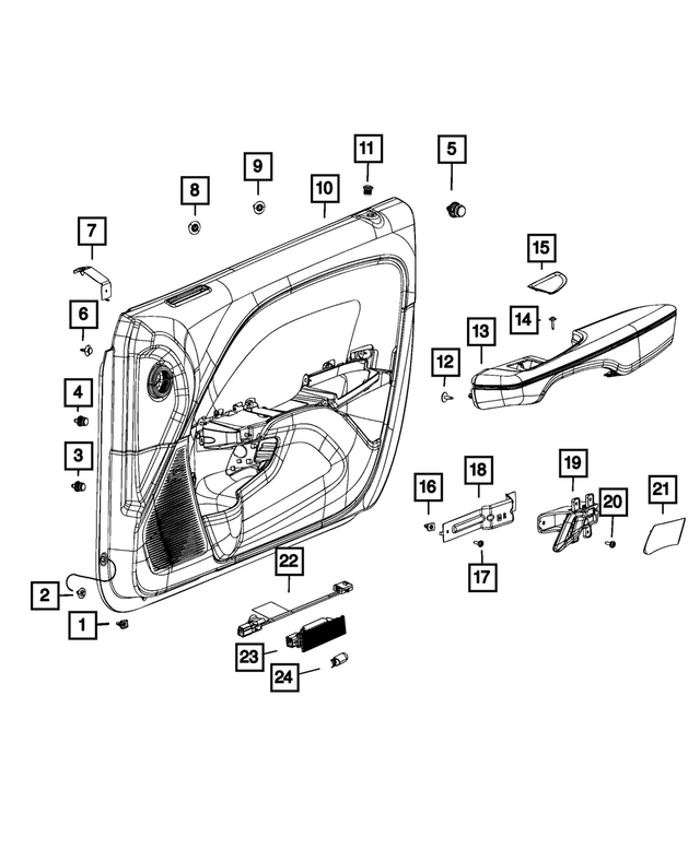 « 6TR471X9AC –  : Garnissage De Porte Avant Panneau, Côté Gauche pour Mopar Image »