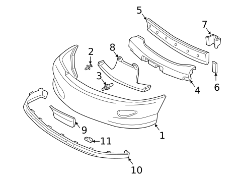 Bumper & Components - Front for 1998 Chevrolet Cavalier #0