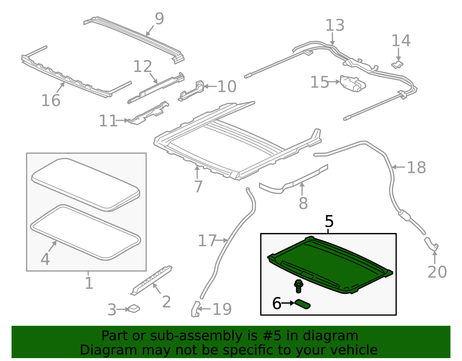 70600-TX4-A01ZA - 2013-2018 Acura RDX - Sunshade Assembly *YR436L