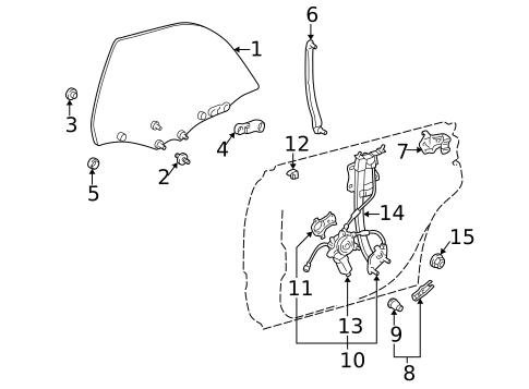 Glass - Rear Door for 1999 Lexus ES300 #0
