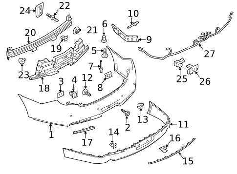 Bumper & Components - Rear for 2013 Lincoln MKS #0