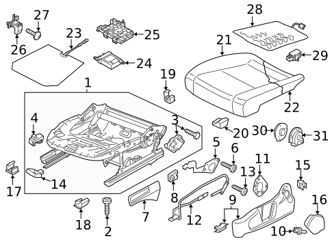 Driver Seat Components for 2016 Volkswagen Passat #1