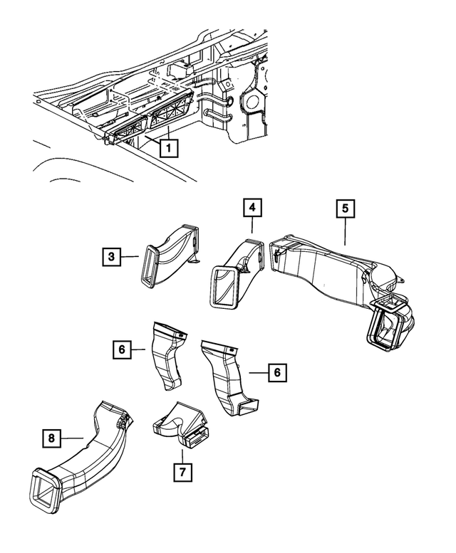 55037874AB - Air Conditioners and Heaters: Air Baffle for Mopar Image