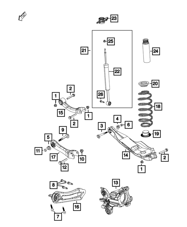 5090131AB - Rear Suspension: Rear Knuckle, Left Rear for Mopar Image