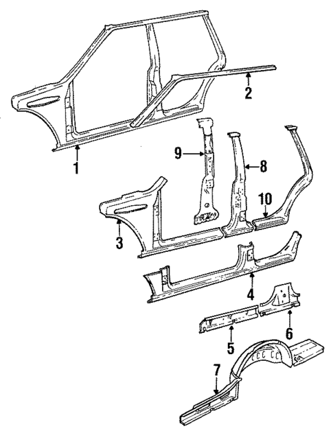 Center Pillar & Rocker for 1989 Volvo 760 #0