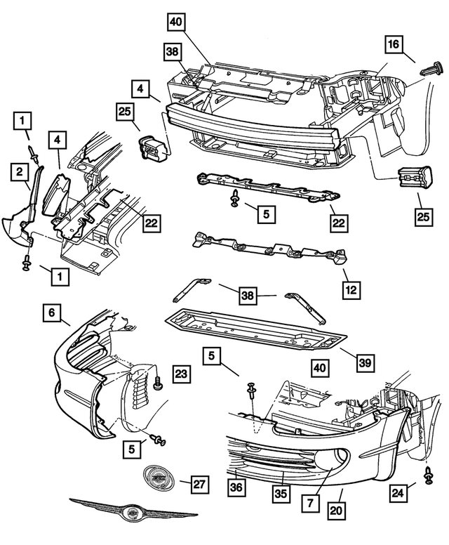 4805333AA - Frames and Bumpers: Fascia Clip for Mopar Image
