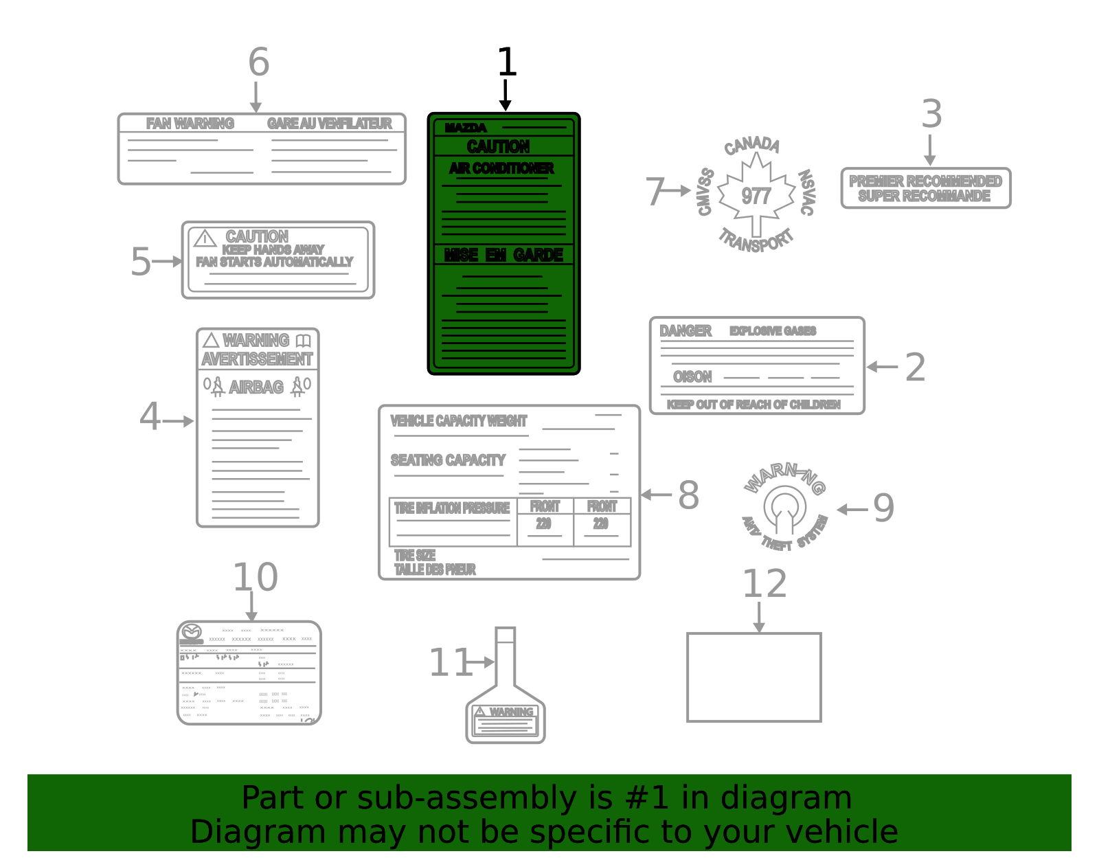 2004-2011 Mazda RX-8 A/C System Information Label FE01-61-439 | OEM ...