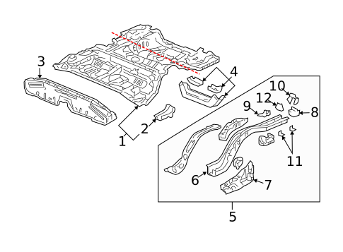 Rear Floor & Rails for 2007 Honda Accord #1