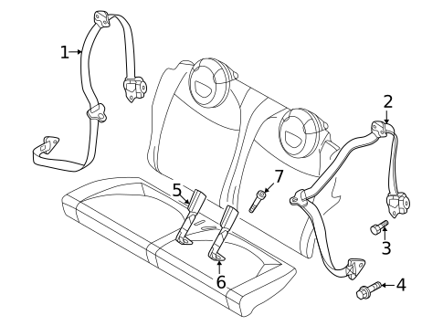 Rear Seat Belts for 2025 Fiat 500E #0