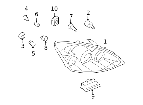 Headlamp Components for 2003 Ford Focus #0
