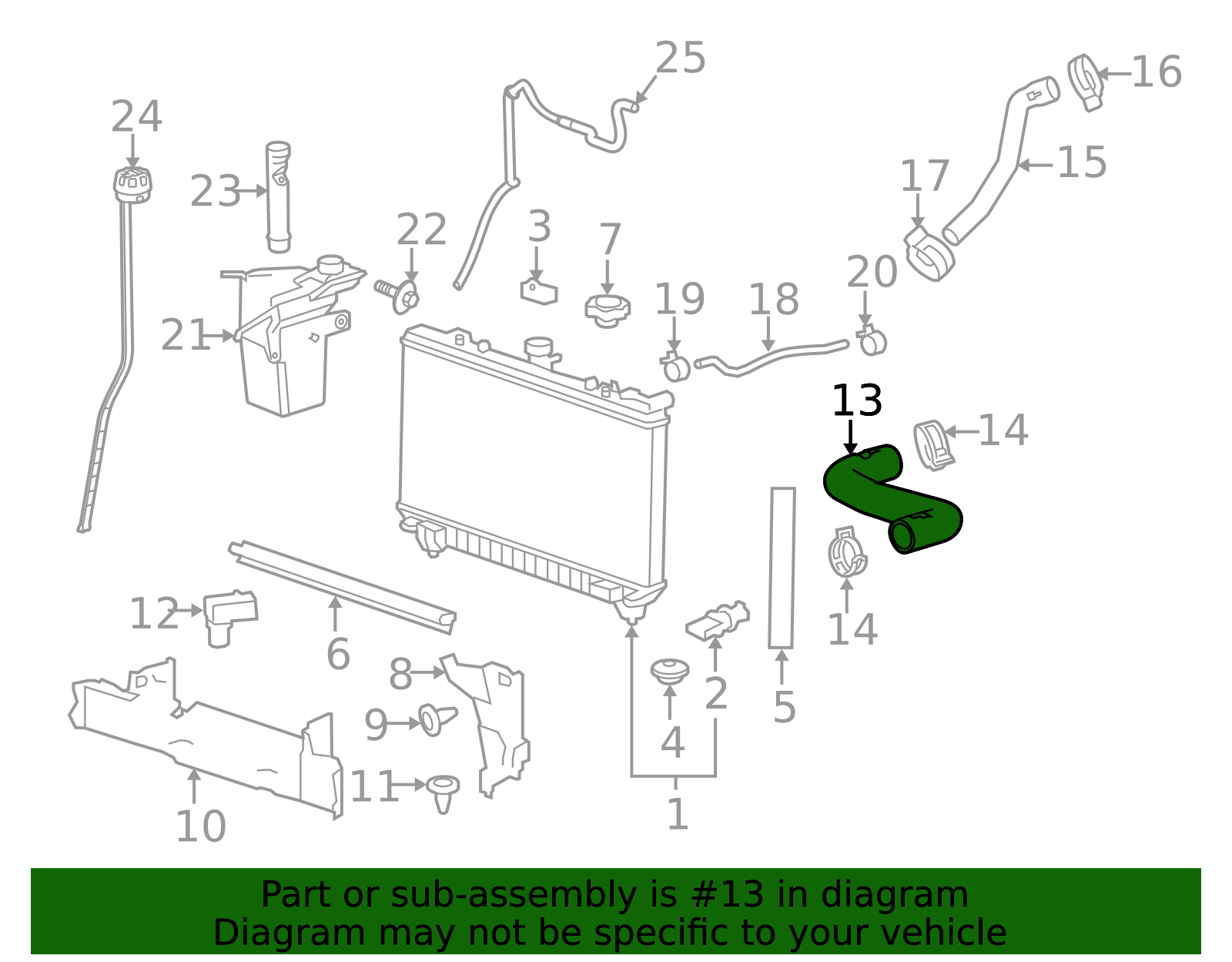 2012-2015 Chevrolet Camaro Radiator Inlet Hose 22962571 GM ...