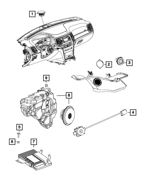Radio, Antenna, Speakers, DVD, and Video systems for 2016 Jeep Grand Cherokee #4