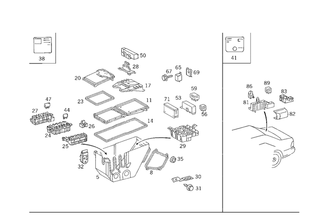 15457601 - Electrical Equipment and Instruments: Fuse Box for Mercedes-Benz: 300E, 300TE, 400E, 400SEL, 500E, 500SEL, 600SEL Image image