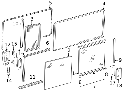 Glass - Side Panel for 1997 Volkswagen EuroVan #0