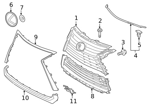 Grille & Components for 2018 Lexus RX450hL #0