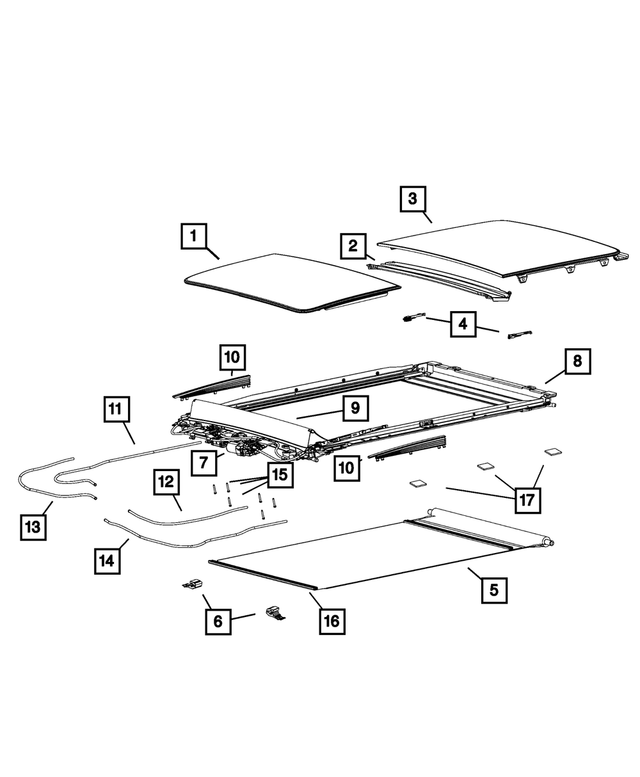68081084AA - Body Sheet Metal Except Doors: Sunroof Glass Mechanism, Right for Mopar Image image