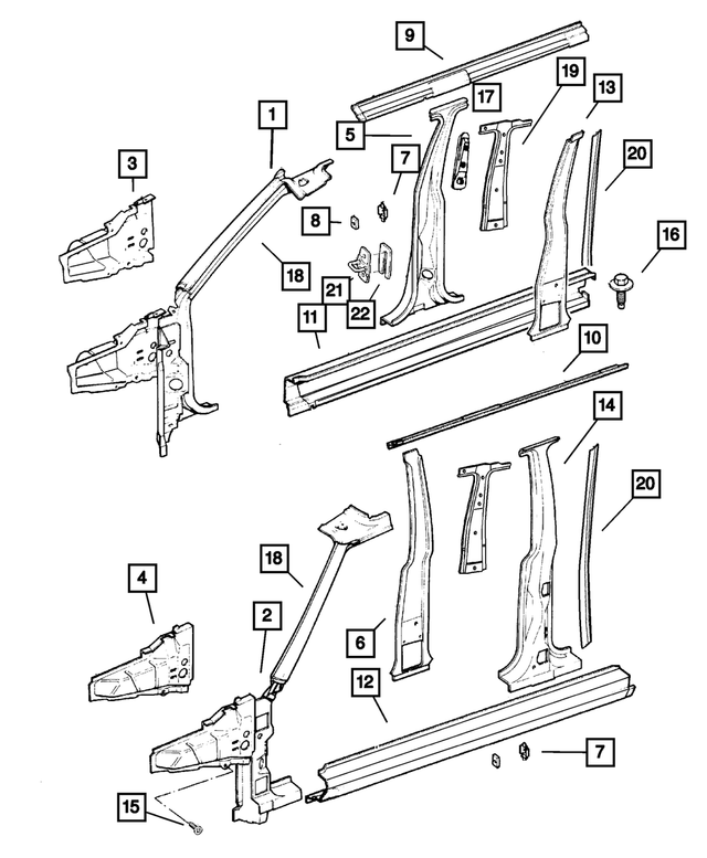 « 55235621AD – Body Sheet Metal Except Doors : Avant Montant, Côté Gauche pour Mopar Image »