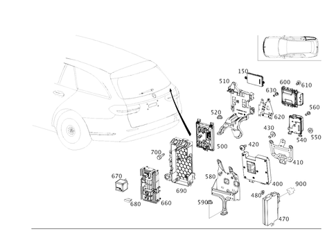 Control Units and Relays in Trunk for 2023 Mercedes-Benz E63 AMG S #0