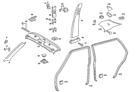 Roof Attachment Parts, Door Edge Guard Sections, Panelling for 1984 Mercedes-Benz 380SE #0