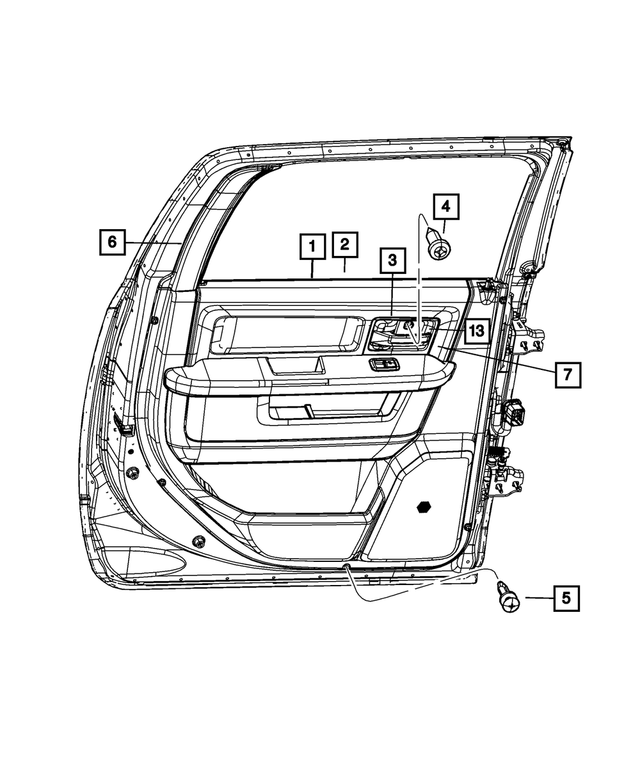 « 1VY571U7AH – Interior Trim : Garnissage De Porte Arrière Panneau, Côté Gauche pour Mopar Image »