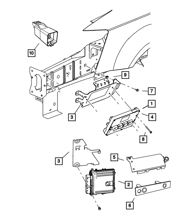 5187120AB - Electrical: Control Module Stud Plate for Chrysler: Sebring, Town &amp; Country | Dodge: Avenger, Caliber, Grand Caravan, Journey | Jeep: Compass, Grand Cherokee, Patriot | Ram: C/V Image