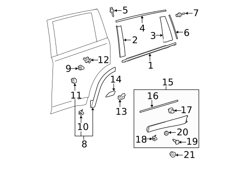 Exterior Trim - Rear Door for 2019 Toyota Highlander #0