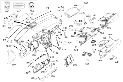 Instrument Panel and Glove Compartment Housing with Front Passenger Airbag for 2008 Mercedes-Benz C350 #0