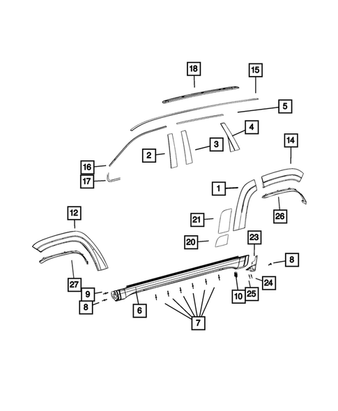 Moldings and Ornamentation for 2022 Jeep Grand Cherokee WK #1