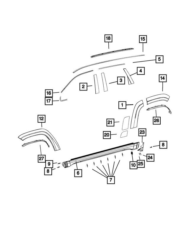 1XA30RXFAC - Exterior Ornamentation: Wheel Flare Extension, Right for Jeep: Grand Cherokee, Grand Cherokee WK Image